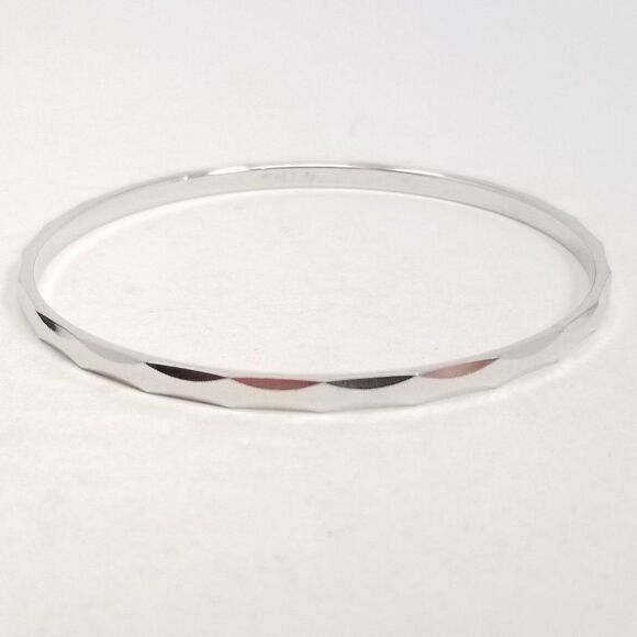 Vintage Monet Silver Tone Skinny Stacking Bangle Bracelet, Signed Estate - Picture 6 of 6